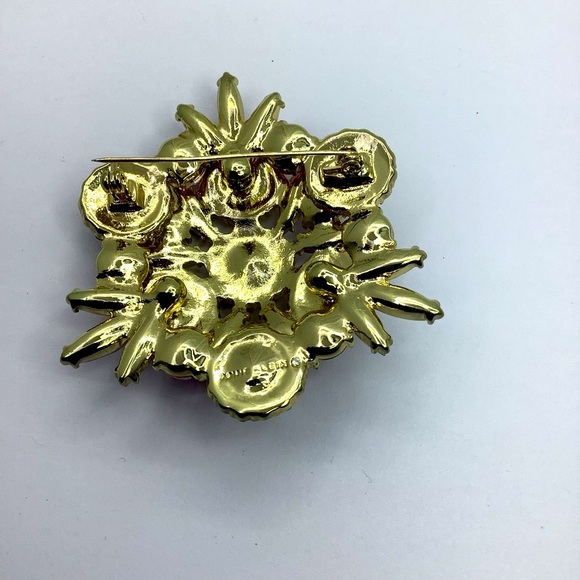 Anne Klein Gold Brooch with Ruby and Purple Accents - Picture 3 of 4